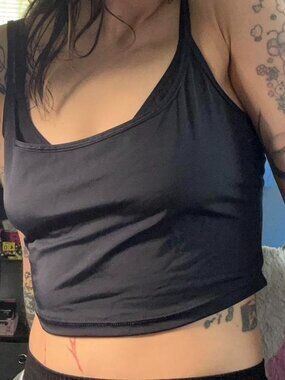 Discontinued black silky parade tank top cami crop top size XS